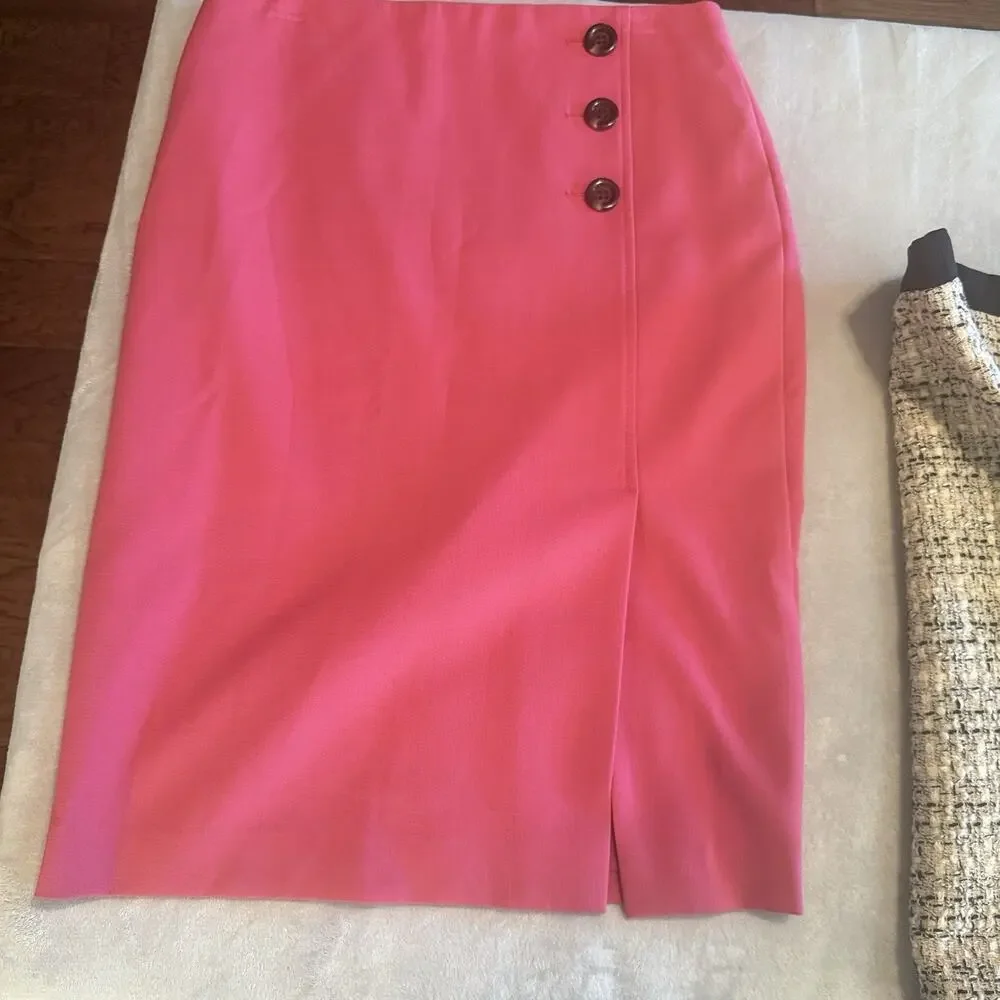 Ann Taylor Pencil Skirt Lot Of 2 Sz 10 Tweed & Hot Pink Career A-line Old Money